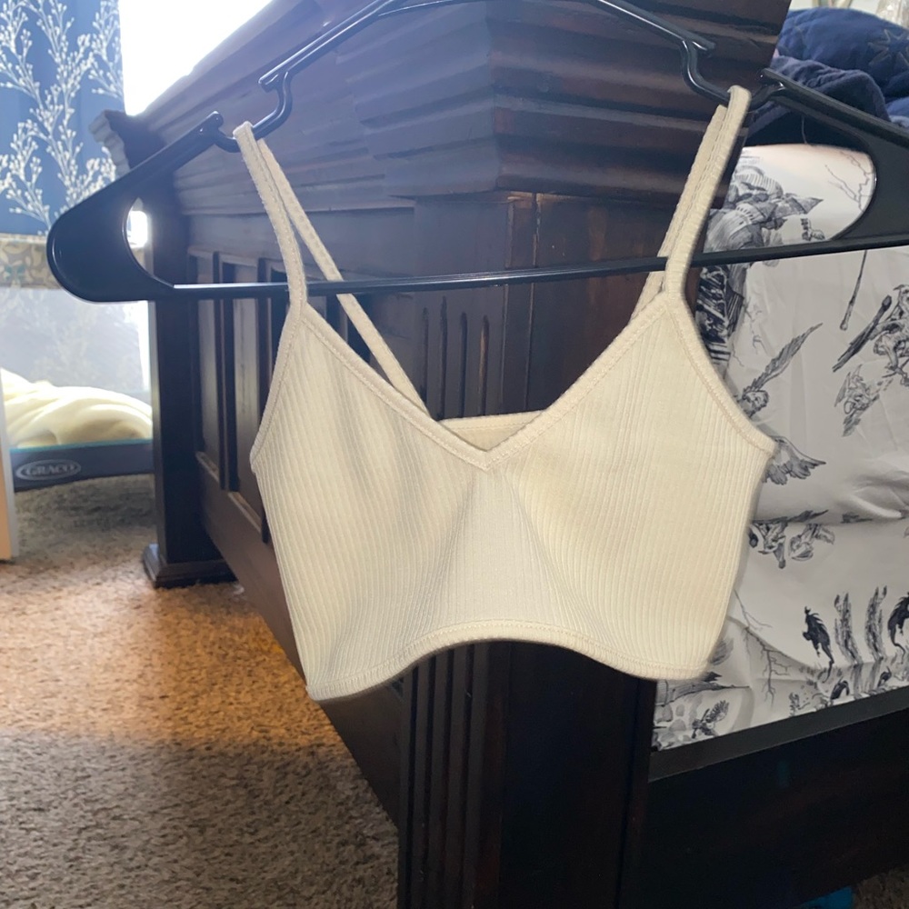 Cream colored bra cover/ crop spaghetti strap